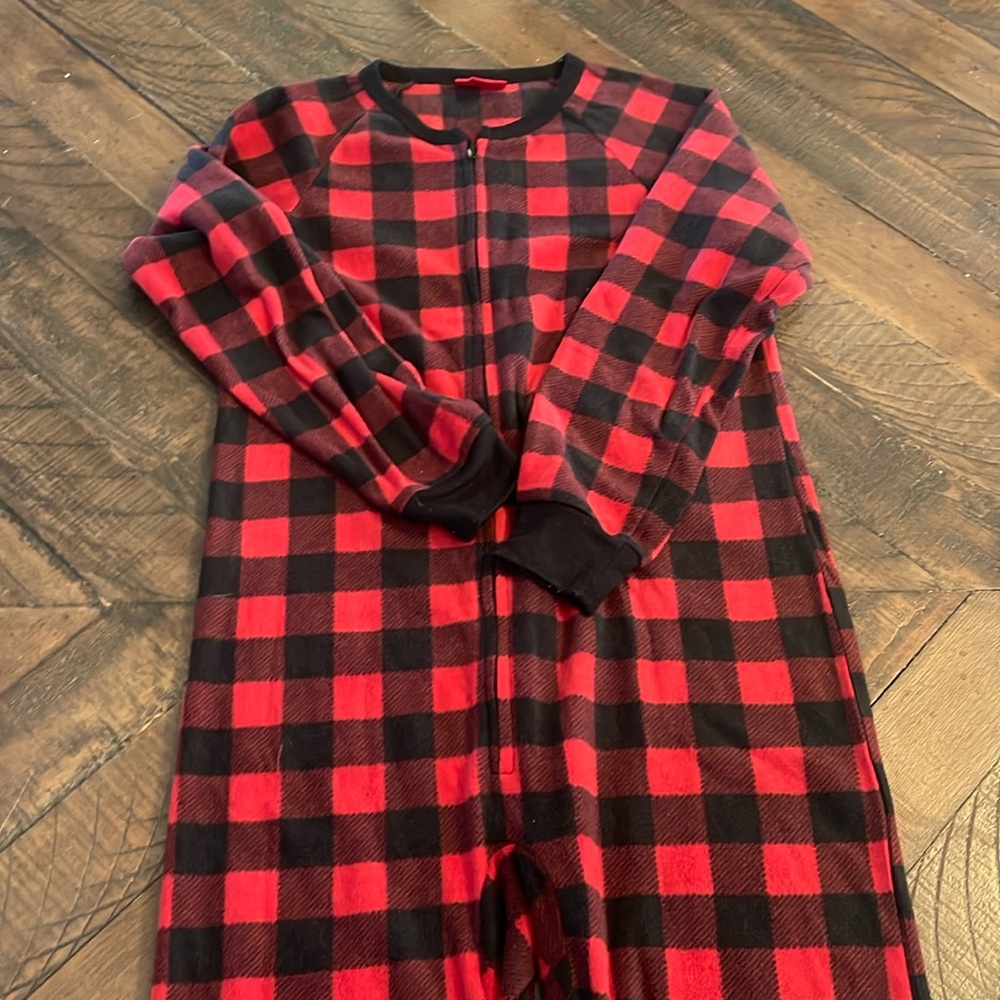 Preloved M Kids Size 8 Onsie Zip Fleece Pajamas